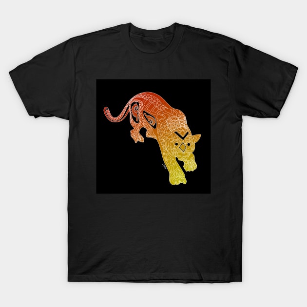 golden tiger in mexican crown of the jungle T-Shirt by jorge_lebeau